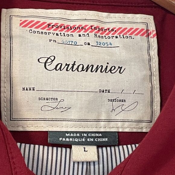 ~ Cartonnier Lg Anthropologie Blazer Cape Wine Double Breasted Buttons Pockets - Picture 9 of 15